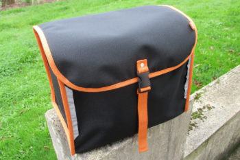 sacoche porte bagage avant noir-orange