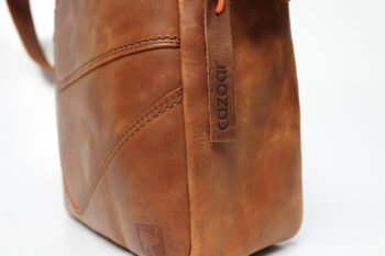 besace zippée cuir caramel – Image 3