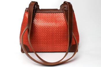 sac à main cuir tressé orange – Image 6