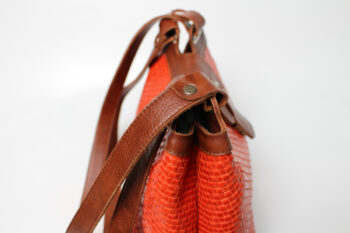 sac à main cuir tressé orange – Image 5