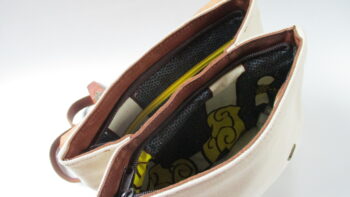 sac à dos cuir marron et toile écru – Image 5