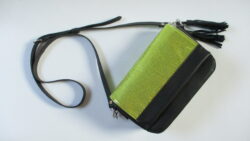 sac à main strass jaune-cuir noir