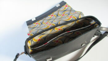 sac à main strass jaune-cuir noir – Image 4