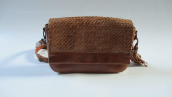 sac à main laine multico-cuir noir – Image 2