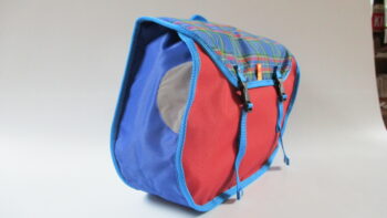 sacoches rondes porte bagage - écossais bleu-rouge
