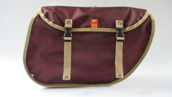 sacoches rondes porte bagage - pied de poule rouge - la paire