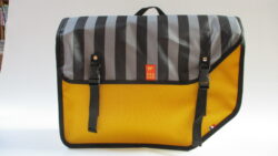 sacoches longues porte bagage - rayures gris noir-jaune